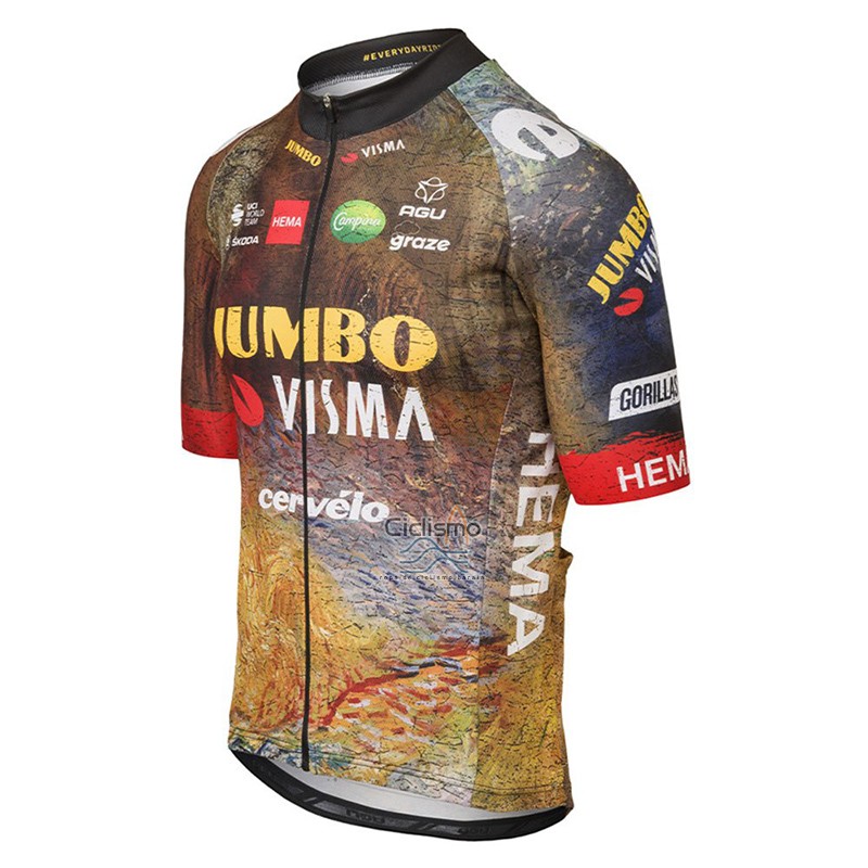 Jumbo Visma Ropa Ciclismo Culotte Corto 2023 Hombre Mangas Cortas Verde